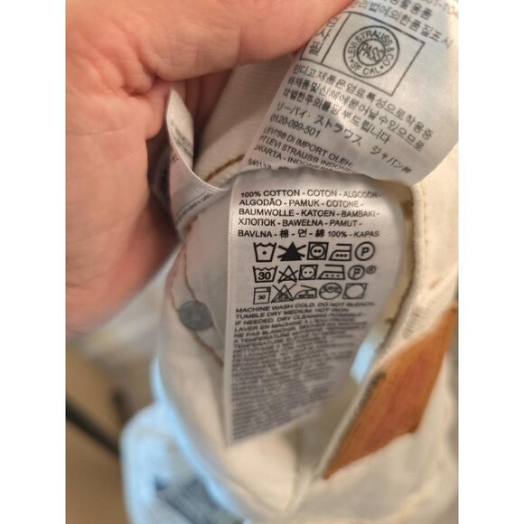 Levi 501 Button Fly Highrise Off White Denim Cutoff Destroyed Shorts  30 - Picture 6 of 6